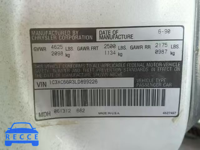 1990 CHRYSLER NEW YORKER 1C3XC66R3LD899226 image 9