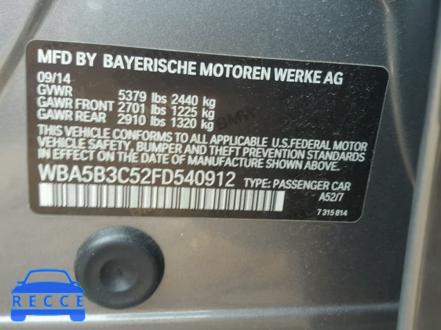 2015 BMW 535 XI WBA5B3C52FD540912 image 9