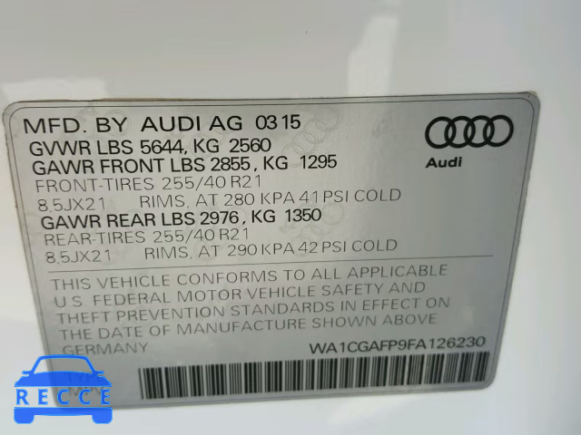 2015 AUDI SQ5 PREMIU WA1CGAFP9FA126230 image 9