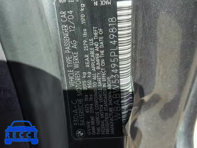 2005 BMW 330 CI WBABW53495PL49818 image 9