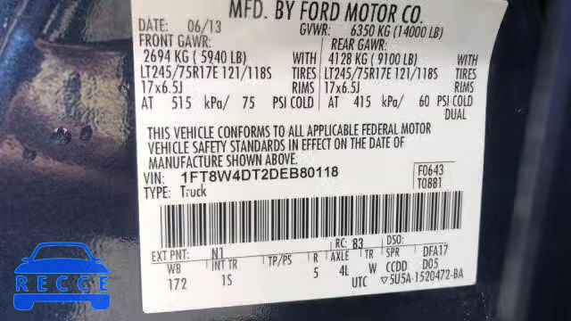 2013 FORD F450 SUPER 1FT8W4DT2DEB80118 image 9