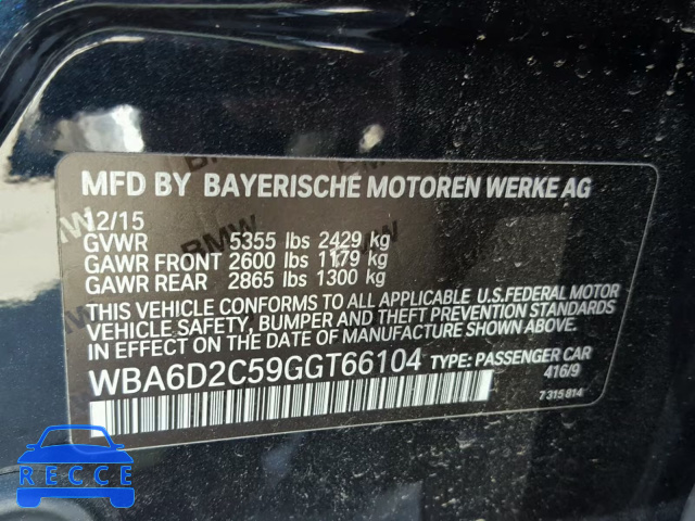 2016 BMW 640 XI WBA6D2C59GGT66104 image 9