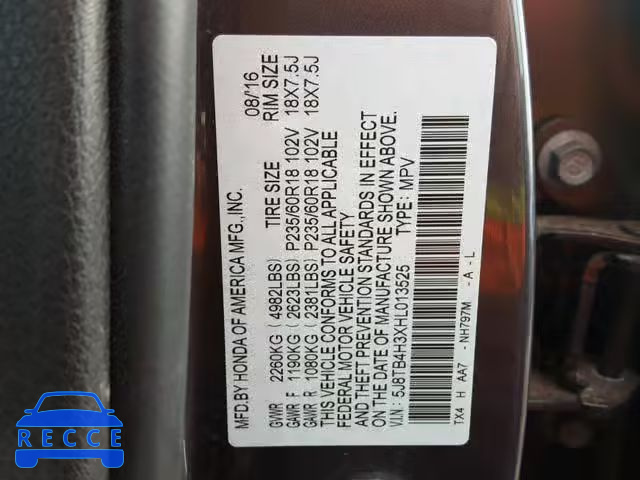 2017 ACURA RDX BASE 5J8TB4H3XHL013525 image 9