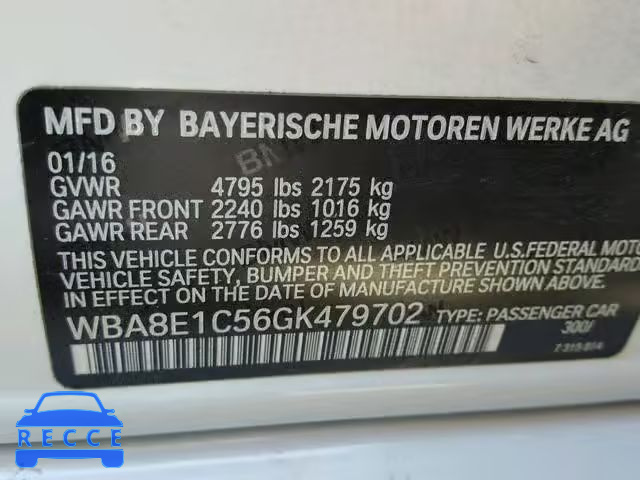 2016 BMW 330E WBA8E1C56GK479702 image 9