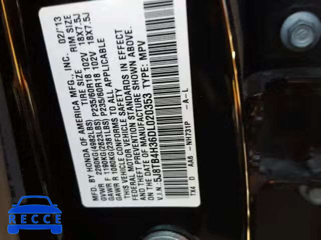 2013 ACURA RDX BASE 5J8TB4H36DL020353 image 9