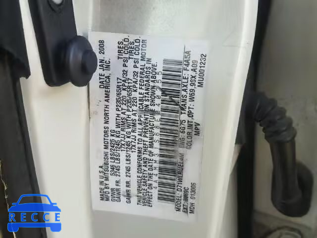 2008 MITSUBISHI ENDEAVOR S 4A4MM31S68E040355 зображення 9