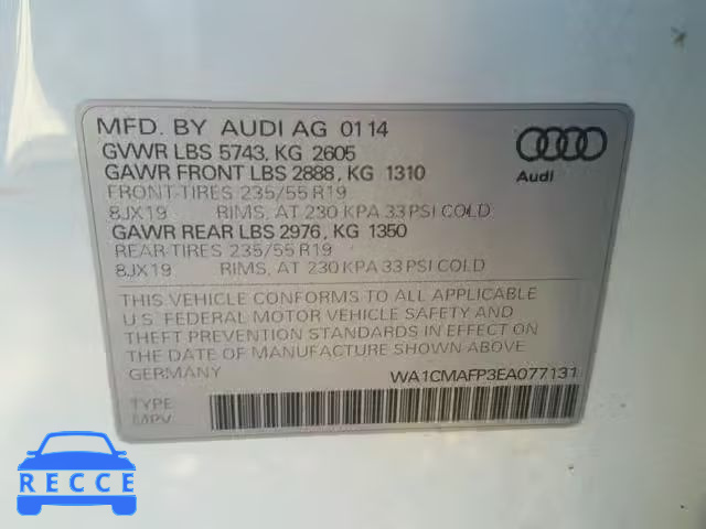 2014 AUDI Q5 TDI WA1CMAFP3EA077131 зображення 9