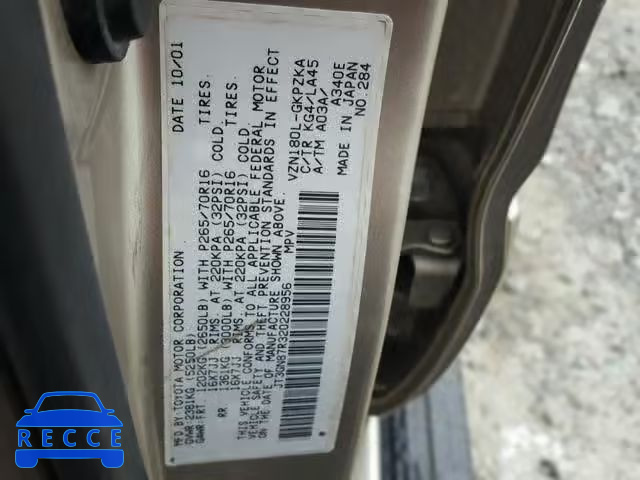 2002 TOYOTA 4RUNNER LI JT3GN87R320228956 image 9