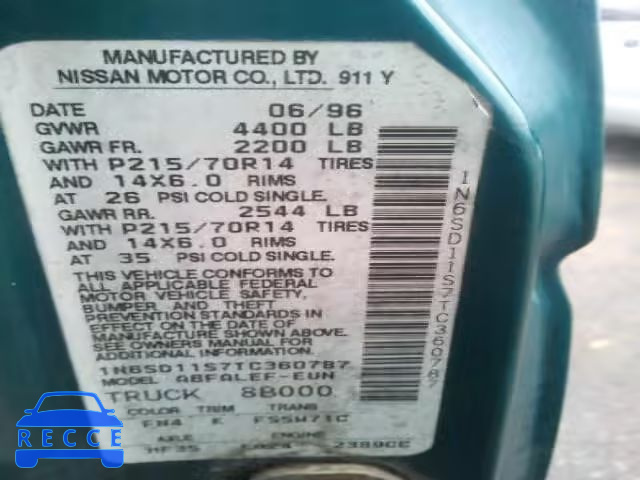 1996 NISSAN TRUCK BASE 1N6SD11S7TC360787 image 9