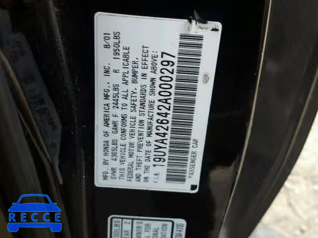 2002 ACURA 3.2CL TYPE 19UYA42642A000297 image 9