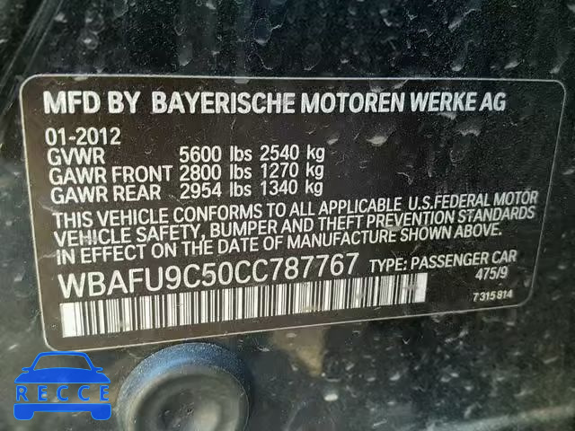 2012 BMW 550 XI WBAFU9C50CC787767 image 9