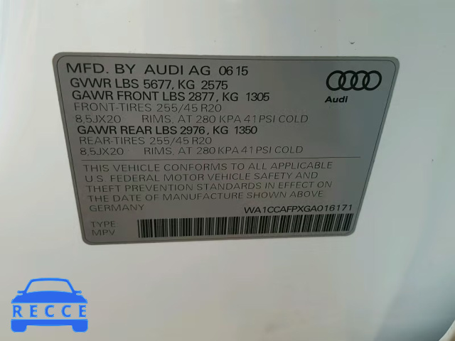 2016 AUDI SQ5 PREMIU WA1CCAFPXGA016171 зображення 9