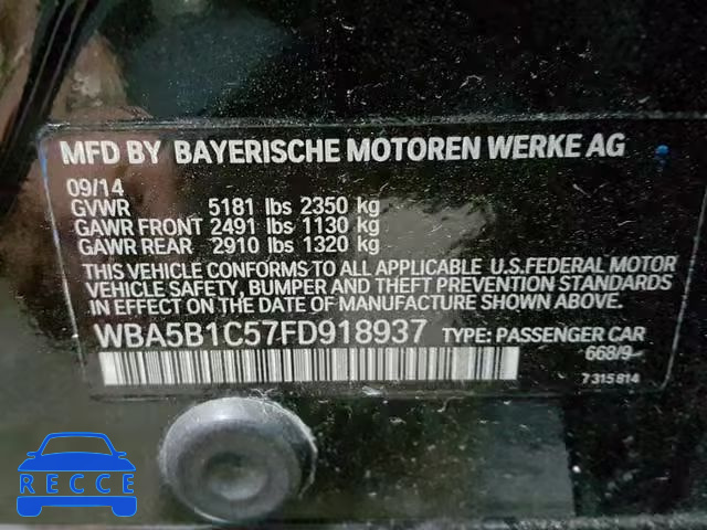 2015 BMW 535 I WBA5B1C57FD918937 зображення 9