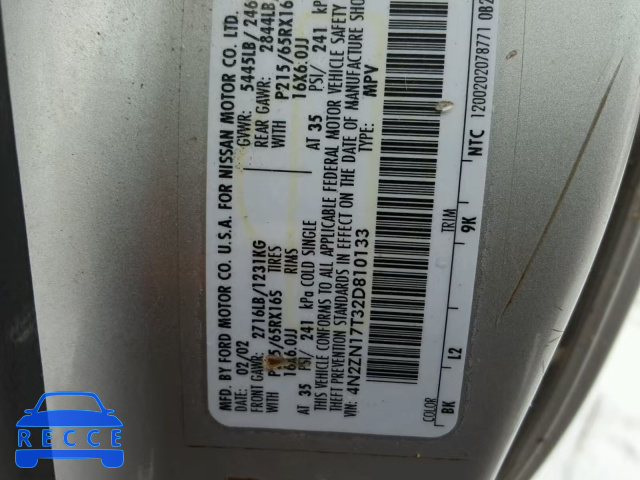 2002 NISSAN QUEST GLE 4N2ZN17T32D810133 image 9