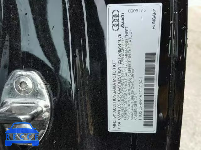 2005 AUDI TT TRUSC28N451010341 зображення 9