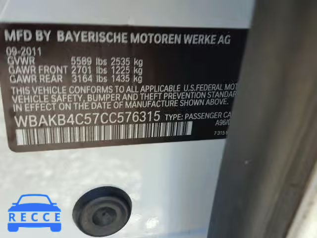2012 BMW 740 LI WBAKB4C57CC576315 Bild 9