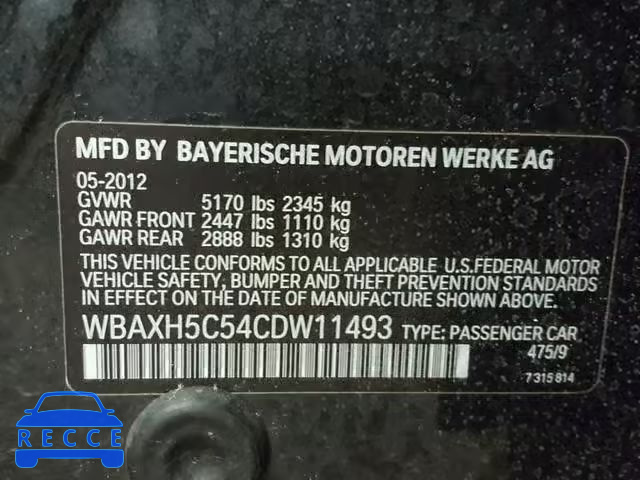2012 BMW 528 XI WBAXH5C54CDW11493 зображення 9