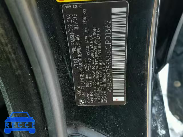 2006 BMW 550 I WBANB53586CP01362 image 9