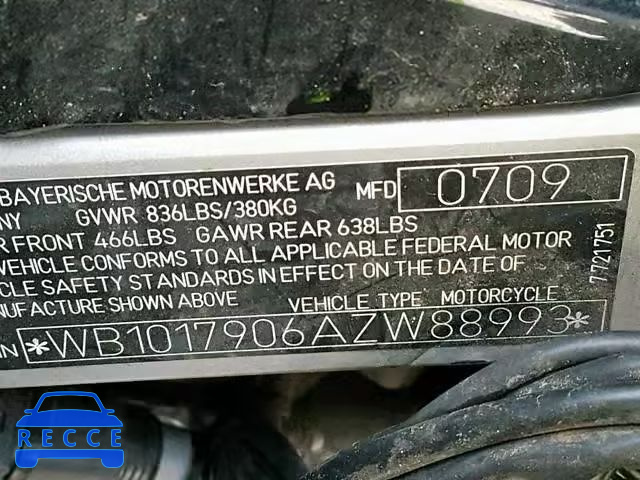 2010 BMW G650 GS WB1017906AZW88993 зображення 9