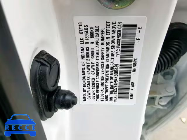 2019 HONDA INSIGHT TO 19XZE4F94KE006139 зображення 9