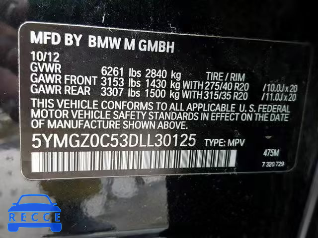 2013 BMW X6 M 5YMGZ0C53DLL30125 image 9