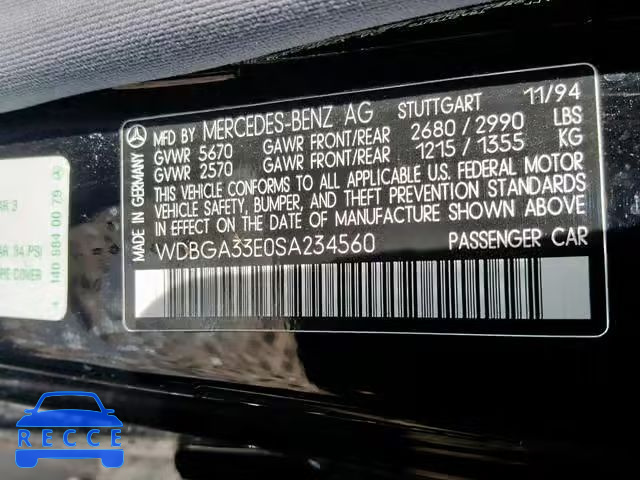 1995 MERCEDES-BENZ S 320 WDBGA33E0SA234560 image 9