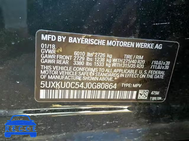 2018 BMW X6 SDRIVE3 5UXKU0C54J0G80864 image 9