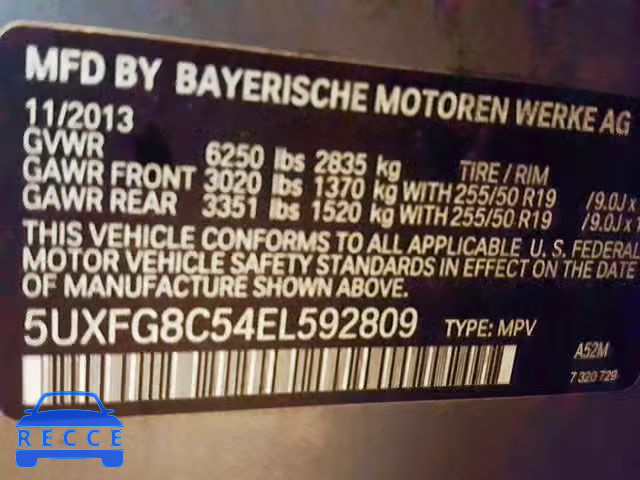 2014 BMW X6 XDRIVE5 5UXFG8C54EL592809 зображення 9
