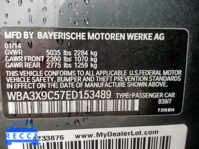 2014 BMW 335 XIGT WBA3X9C57ED153489 зображення 9