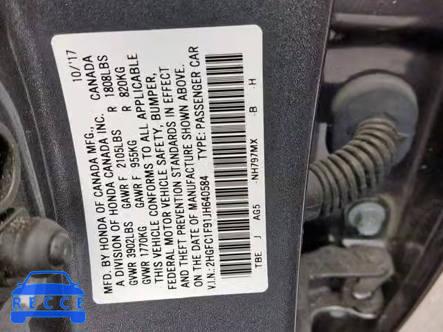 2018 HONDA CIVIC TOUR 2HGFC1F91JH640584 Bild 9