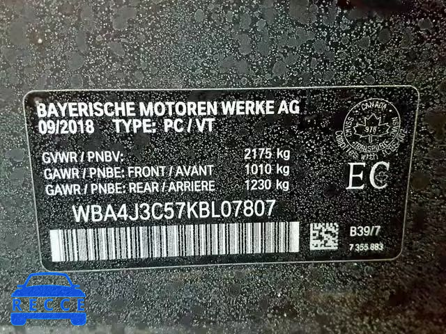 2019 BMW 430XI GRAN WBA4J3C57KBL07807 Bild 9