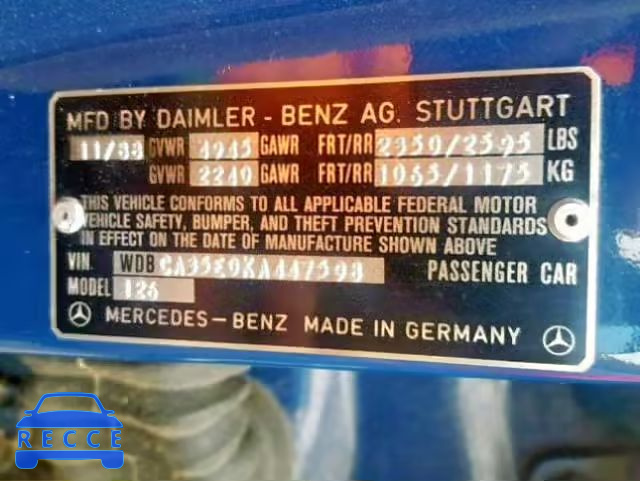 1989 MERCEDES-BENZ 420 SEL WDBCA35E0KA447598 Bild 9