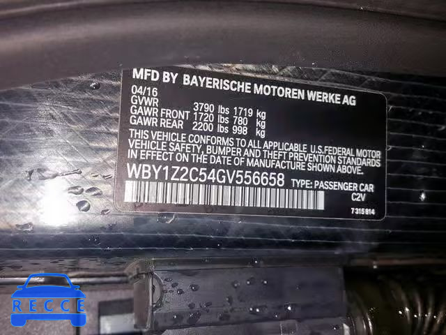 2016 BMW I3 BEV WBY1Z2C54GV556658 зображення 9