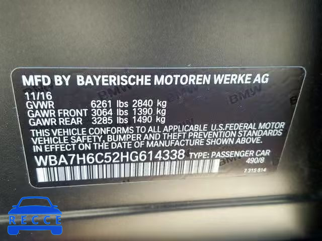 2017 BMW M760 XI WBA7H6C52HG614338 image 9