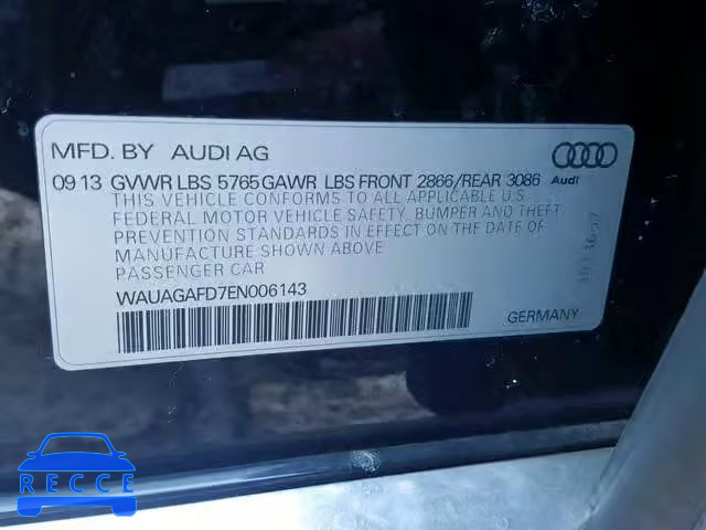 2014 AUDI A8 QUATTRO WAUAGAFD7EN006143 image 9