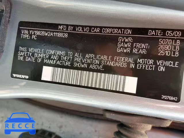 2010 VOLVO V70 3.2 YV1982BW2A1118828 зображення 9