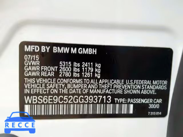 2016 BMW M6 GRAN CO WBS6E9C52GG393713 зображення 9