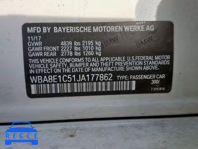 2018 BMW 330E WBA8E1C51JA177862 Bild 9