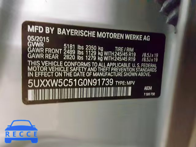 2016 BMW X4 XDRIVE3 5UXXW5C51G0N91739 image 9
