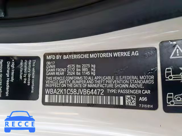 2018 BMW 230XI WBA2K1C58JVB64472 зображення 9