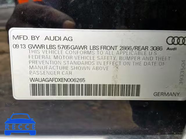 2014 AUDI A8 QUATTRO WAUAGAFDXEN006265 image 9