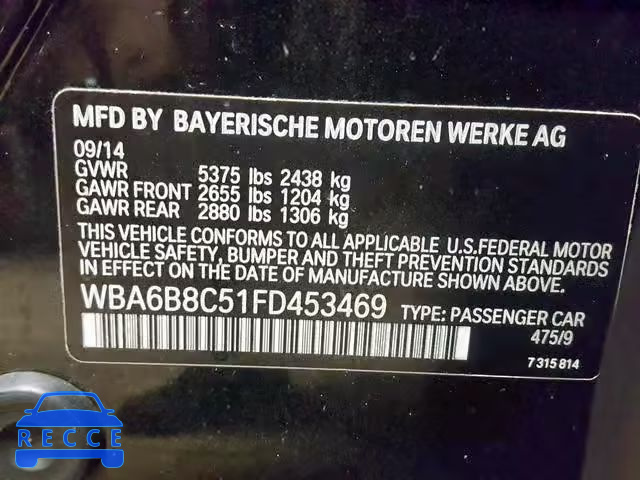 2015 BMW 640 XI WBA6B8C51FD453469 Bild 9