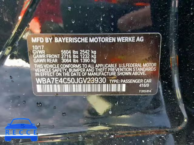 2018 BMW 740 XI WBA7E4C50JGV23930 image 9