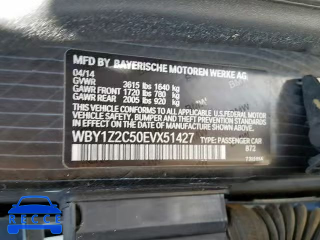2014 BMW I3 BEV WBY1Z2C50EVX51427 зображення 9