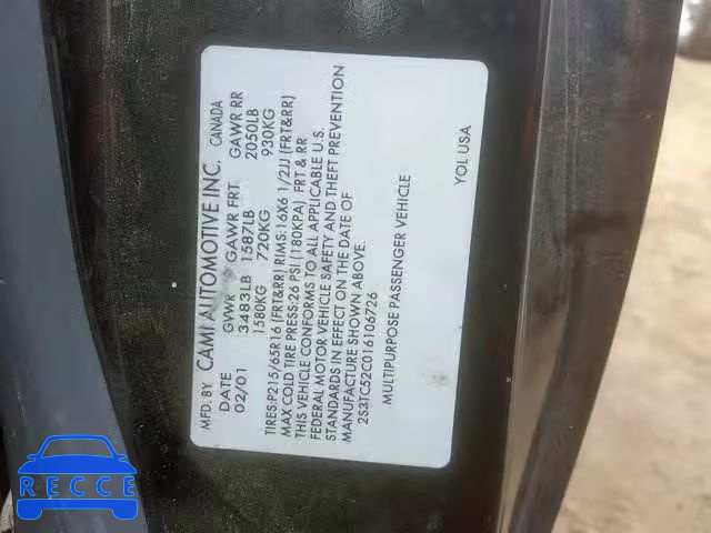 2001 SUZUKI VITARA JLS 2S3TC52C016106726 зображення 9
