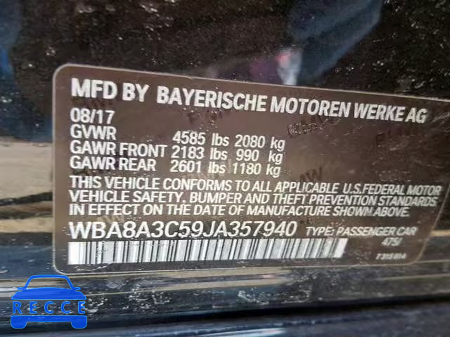 2018 BMW 320 XI WBA8A3C59JA357940 зображення 9