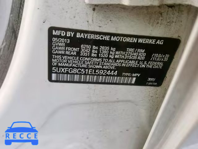 2014 BMW X6 XDRIVE5 5UXFG8C51EL592444 image 9