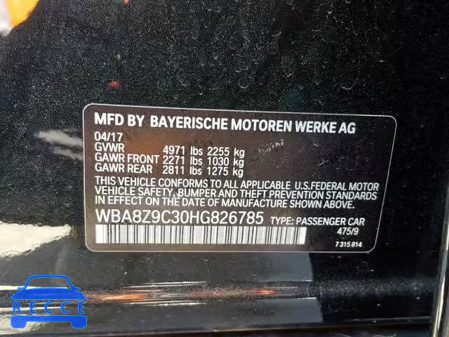 2017 BMW 330 XIGT WBA8Z9C30HG826785 зображення 9