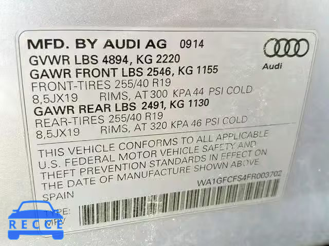 2015 AUDI Q3 PRESTIG WA1GFCFS4FR003702 image 9