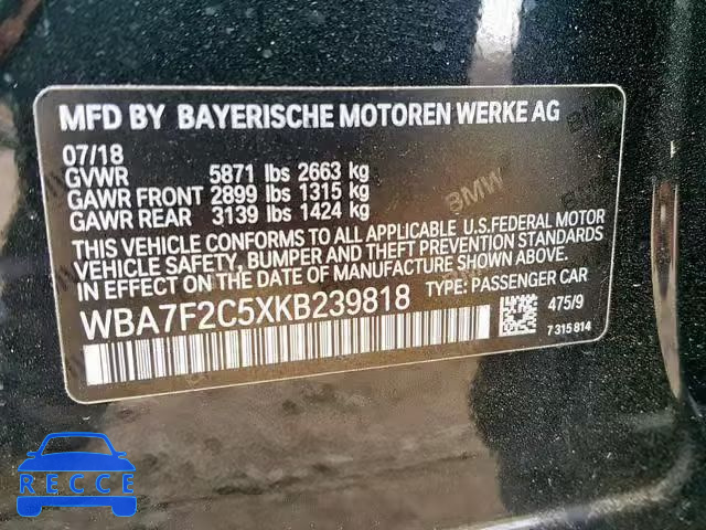 2019 BMW ALPINA B7 WBA7F2C5XKB239818 image 9
